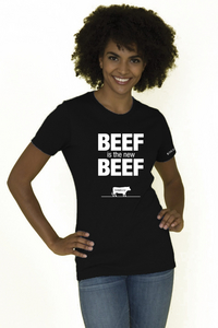 Ladies' ‘Beef Is The New Beef’ Cotton T-Shirt - FRONT